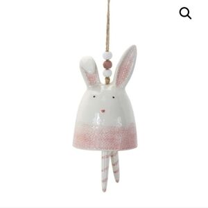 Ceramic Bunny Wind Chime - Pink and White